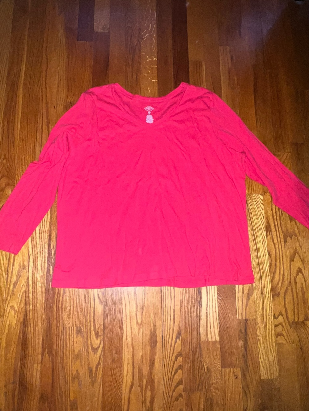 St. John's Bay Hot Pink V-Neck Long Sleeve Tee